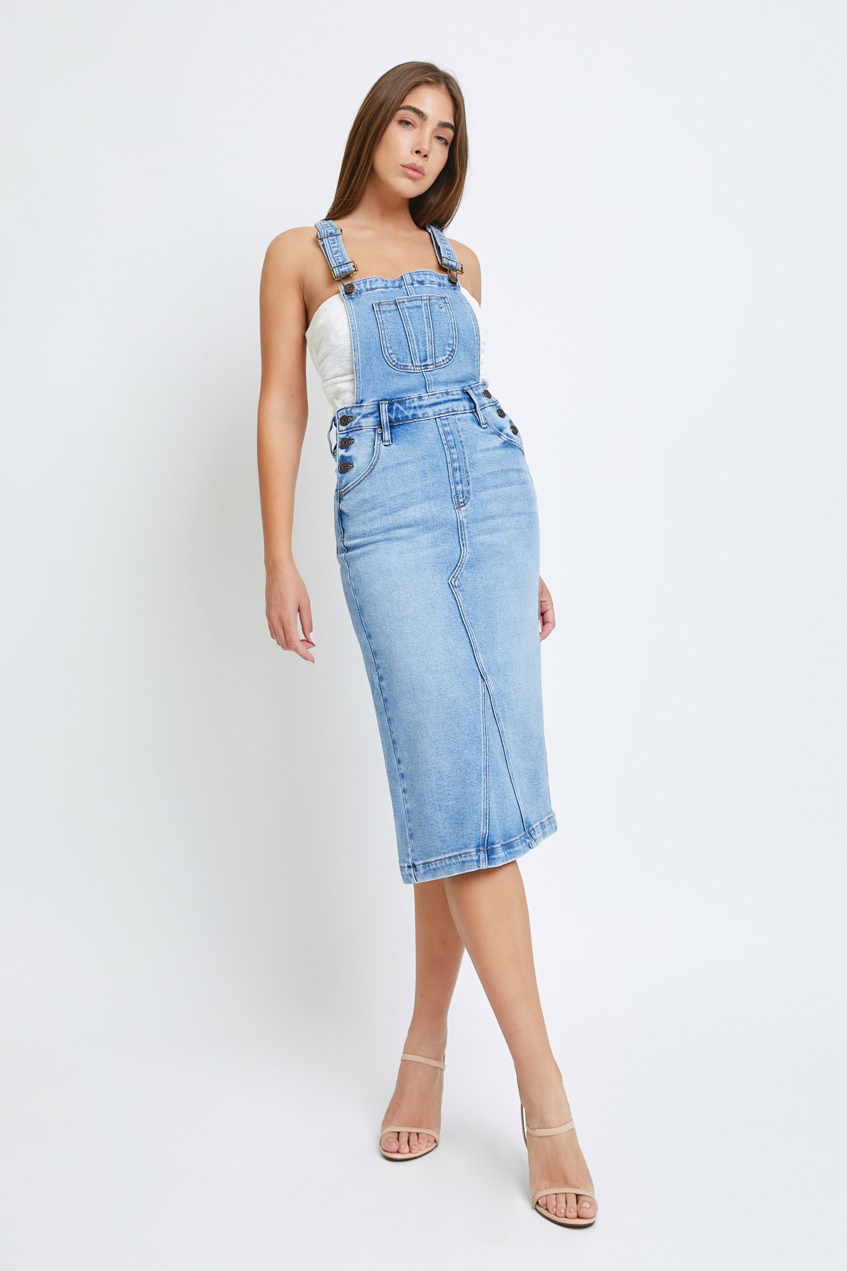 Blue jean skirt overalls fashion