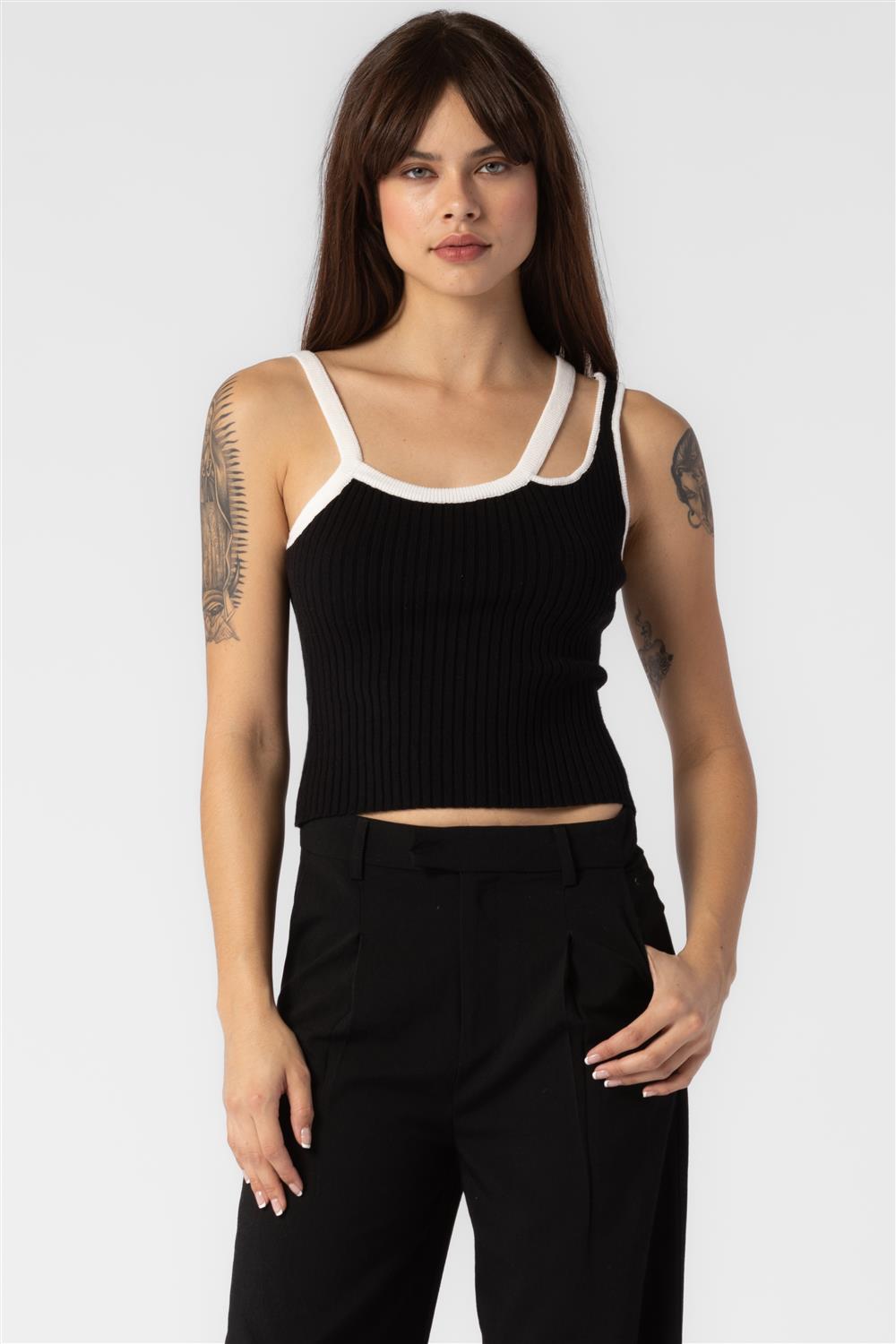 Contrast Ribbed Tank Top