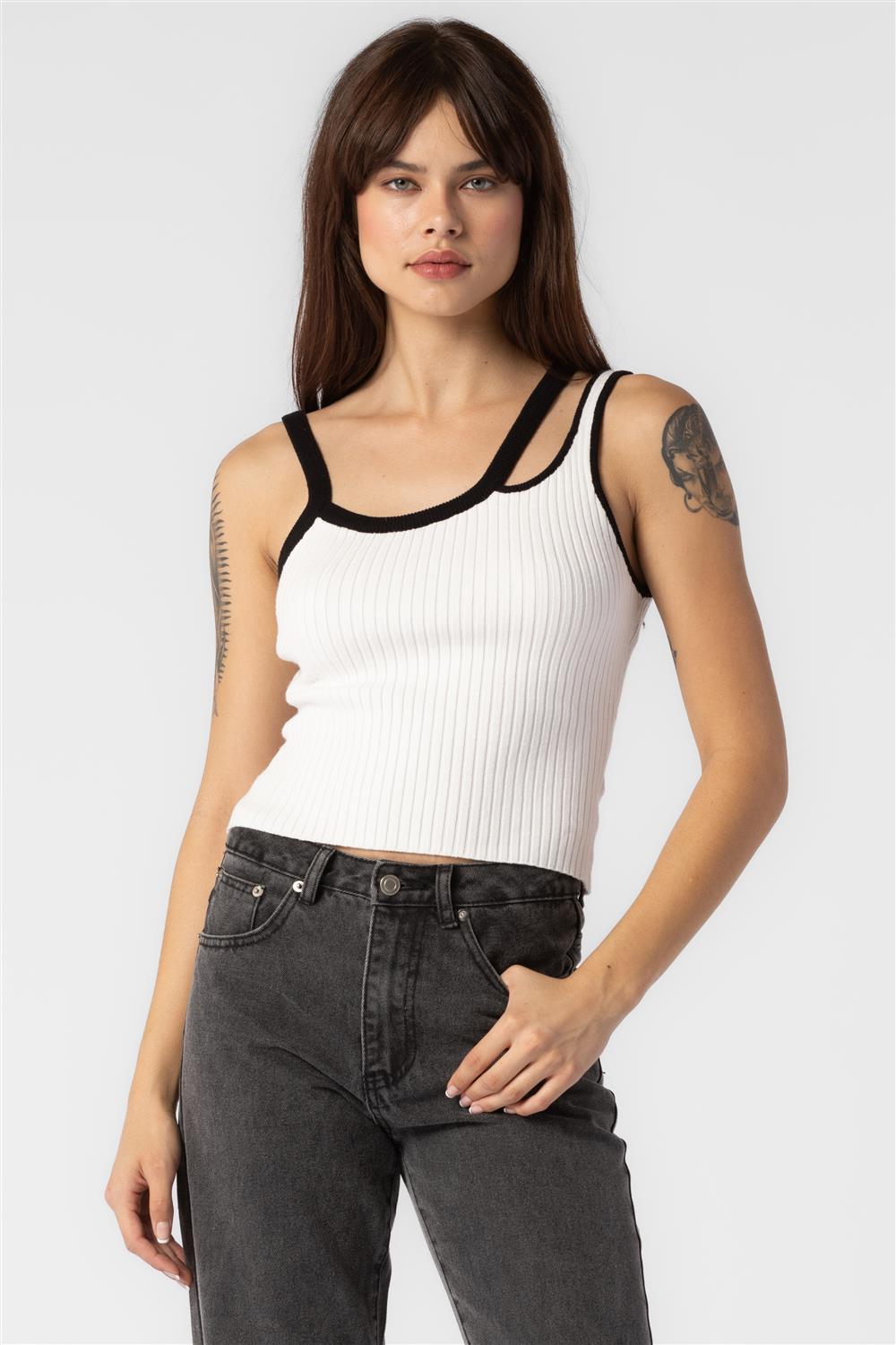 Contrast Ribbed Tank Top