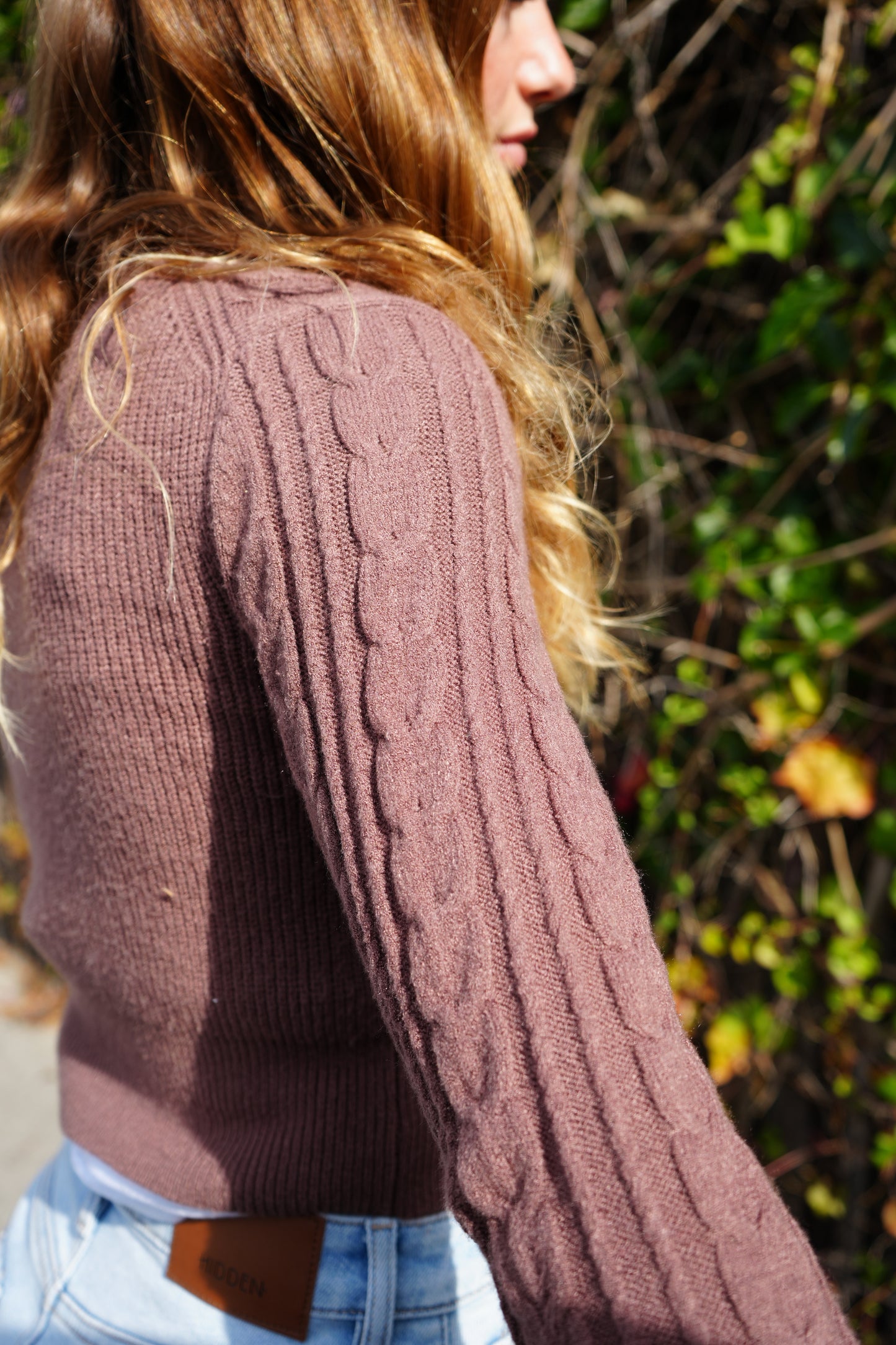 Crew Neck Cable Cardigan