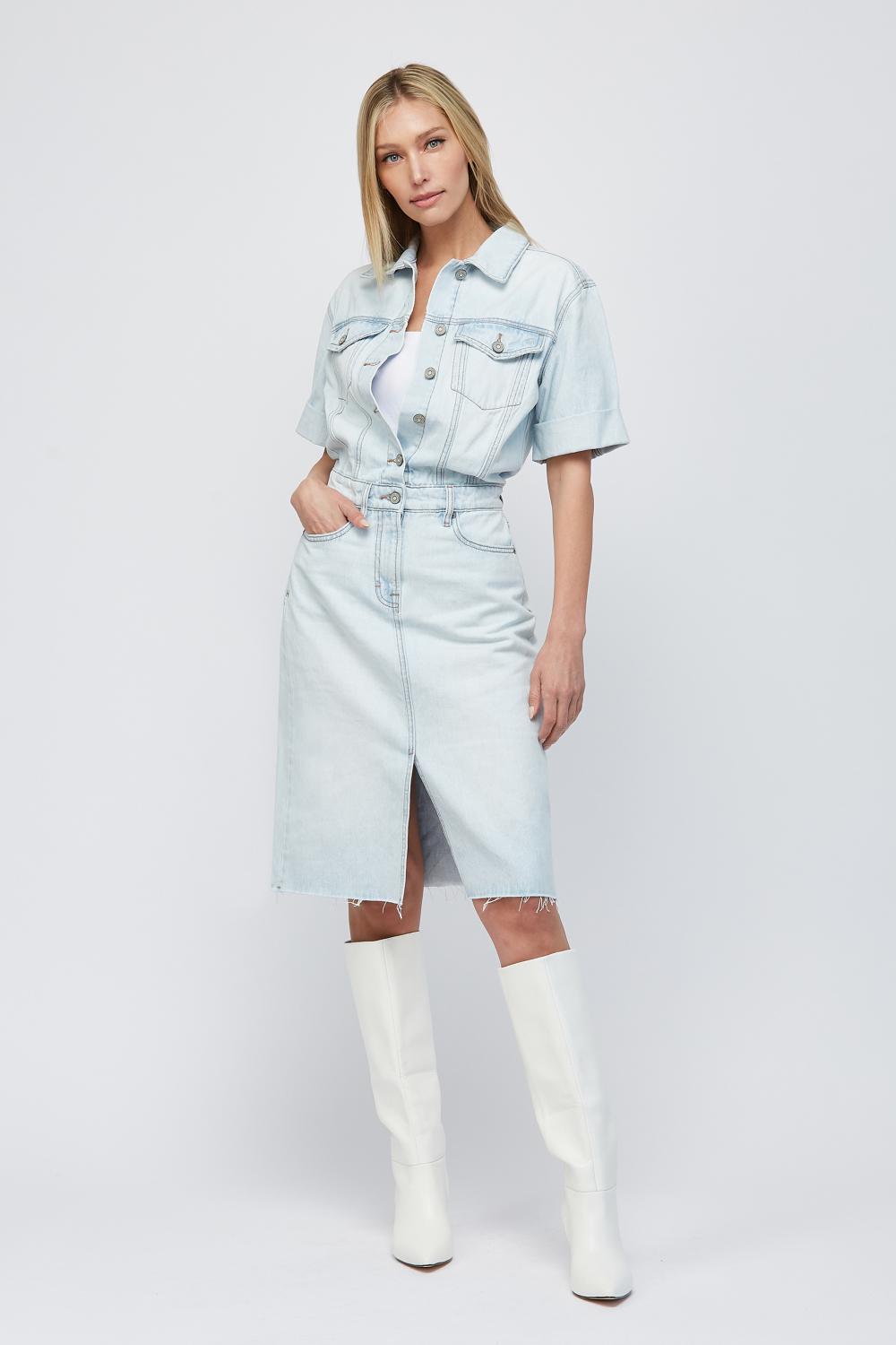 [Roxy] Light Wash Denim Shirt Dress