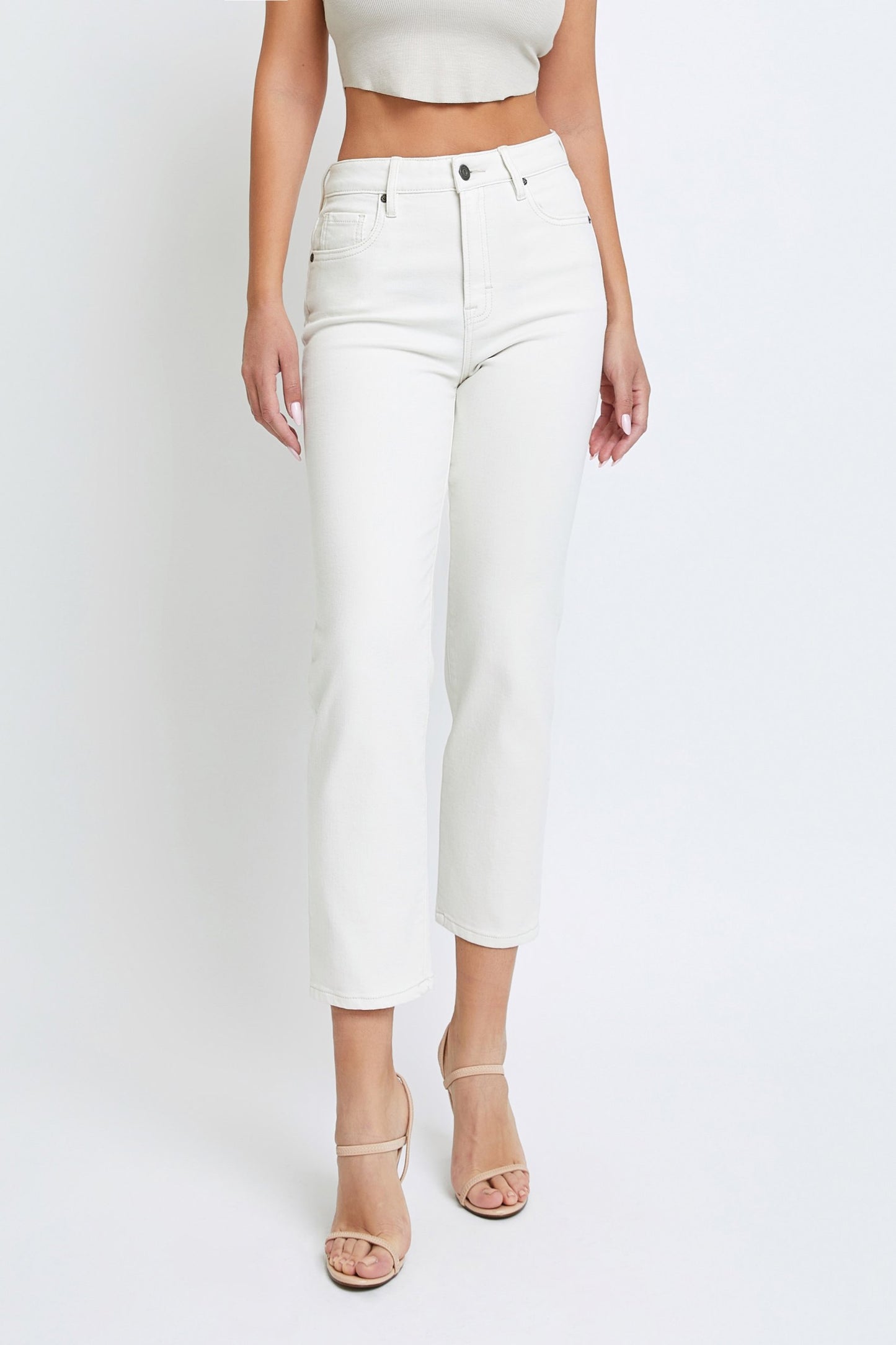 [Tracey] Sea Salt Wash Stretch Distressed 25" Inseam Cropped Straight