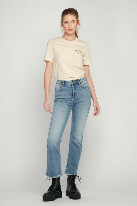 [Happi] Medium Wash Classic Cropped Flare