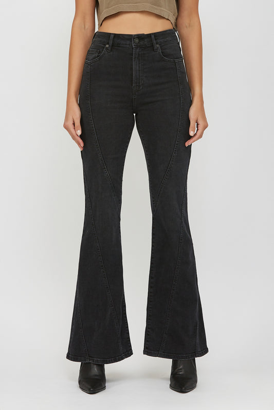 [HAPPI] Charcoal Wash Fashion Seam 33" Inseam Stretch Flare