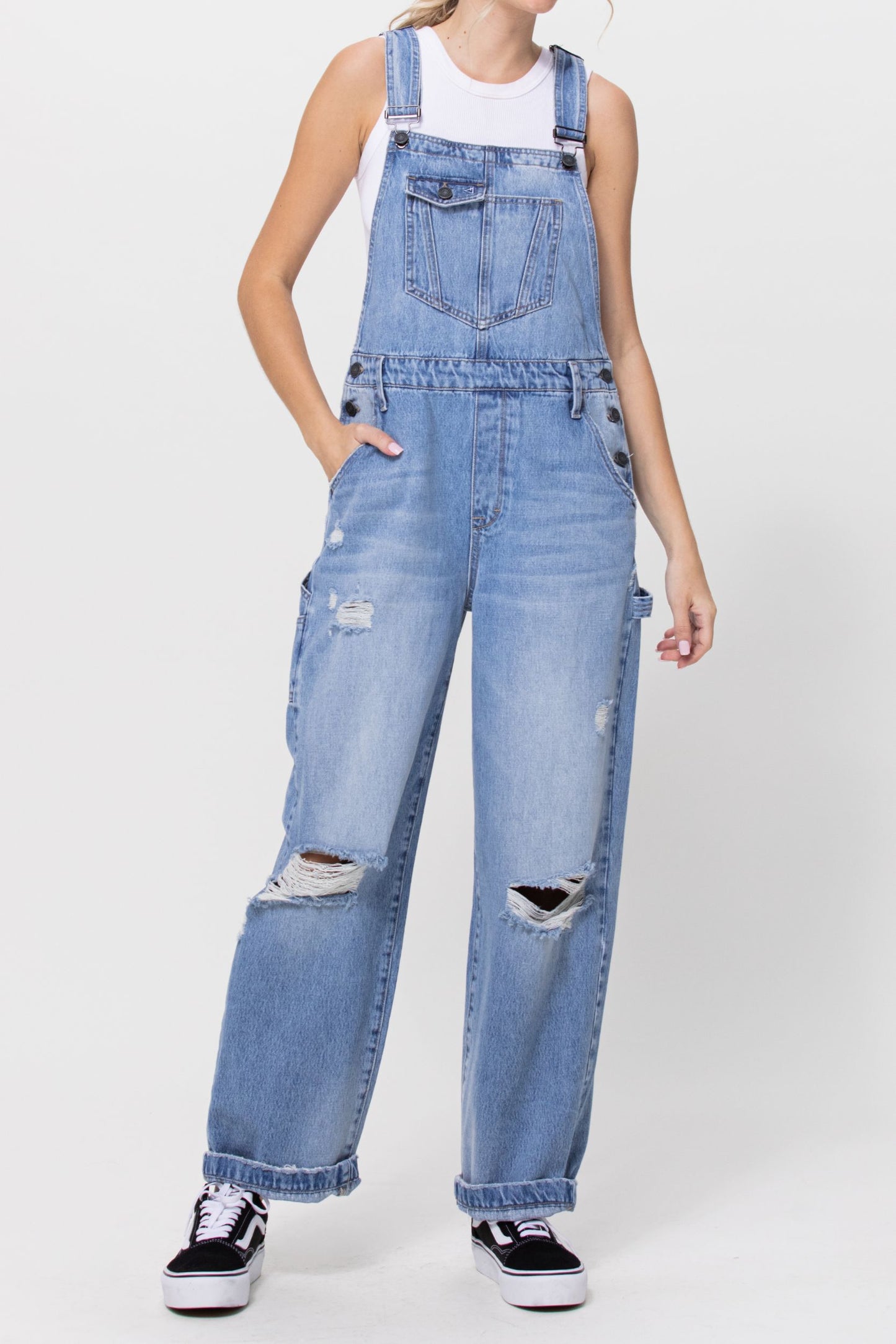 [Dylan] Medium Wash Baggy Overalls