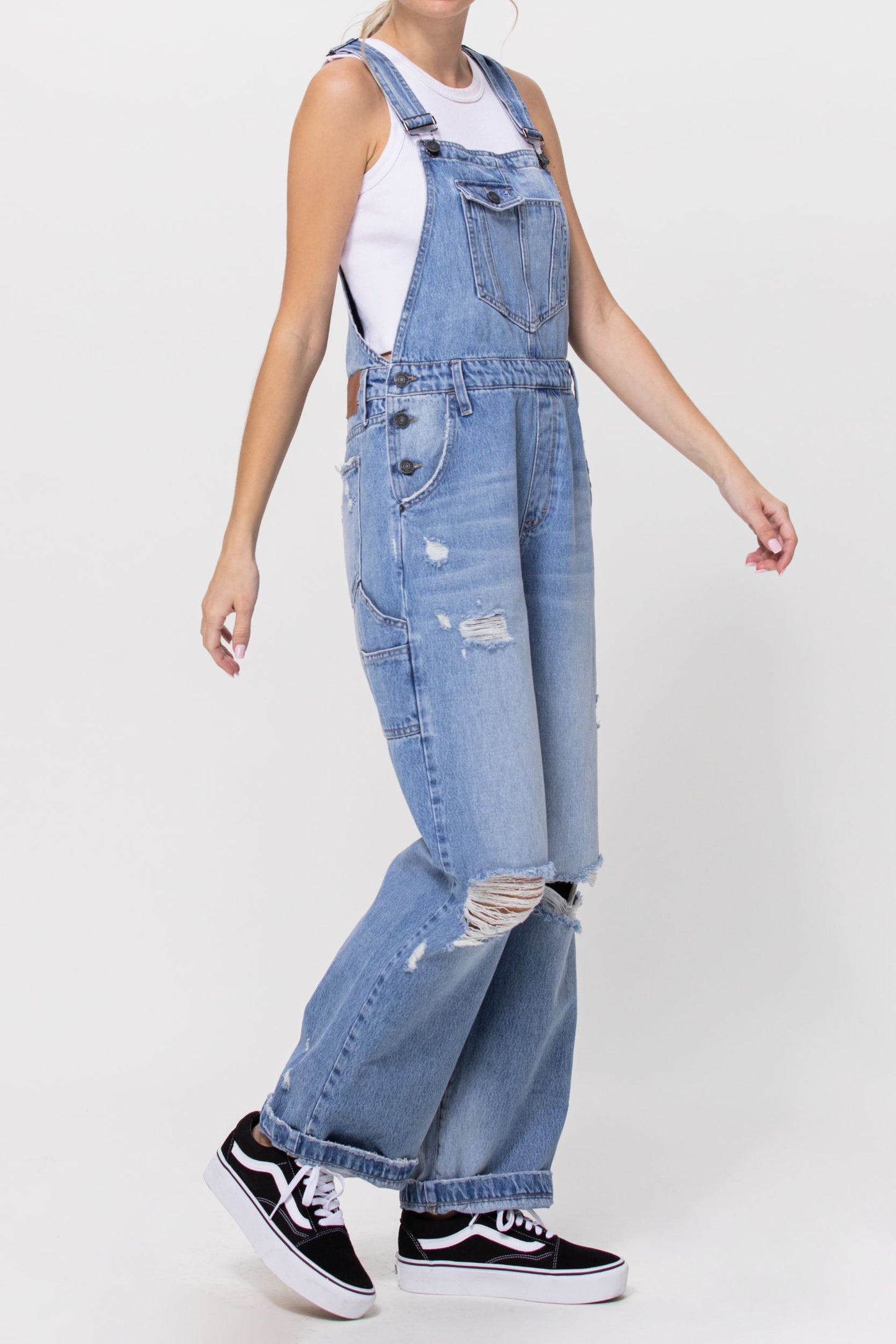 [Dylan] Medium Wash Baggy Overalls