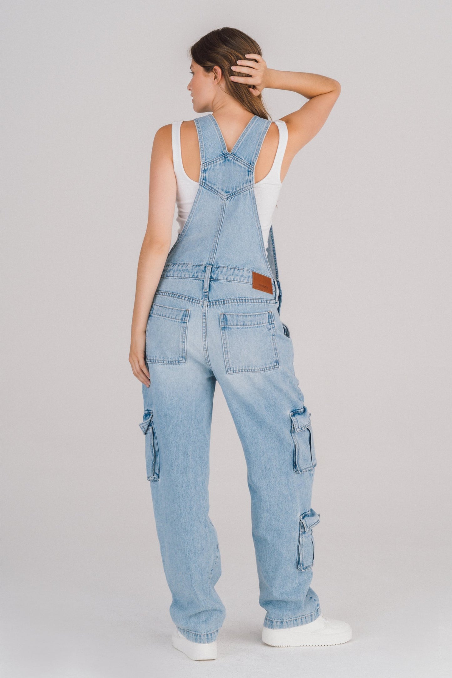 [Dylan] Light Wash Baggy Cargo Overalls