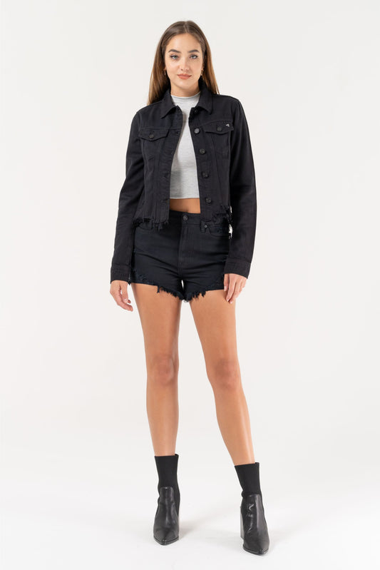 [Rebel] Black Frayed Bottom Jacket