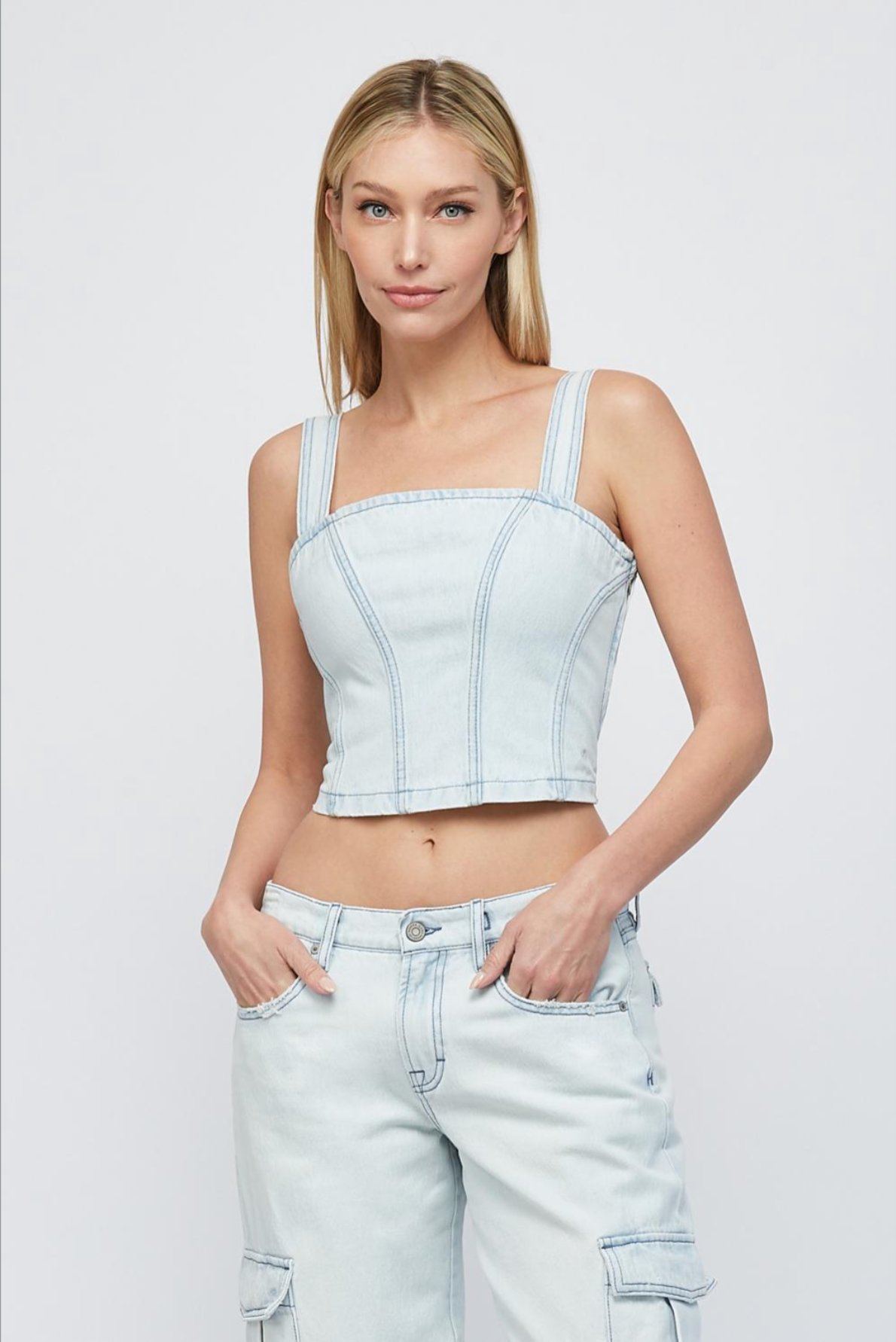 Light Wash Bustier Top