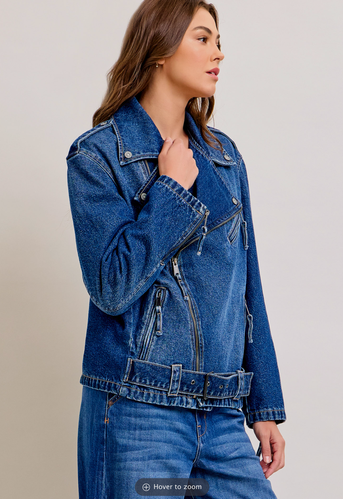 Dark Washed Relaxed Biker Jacket